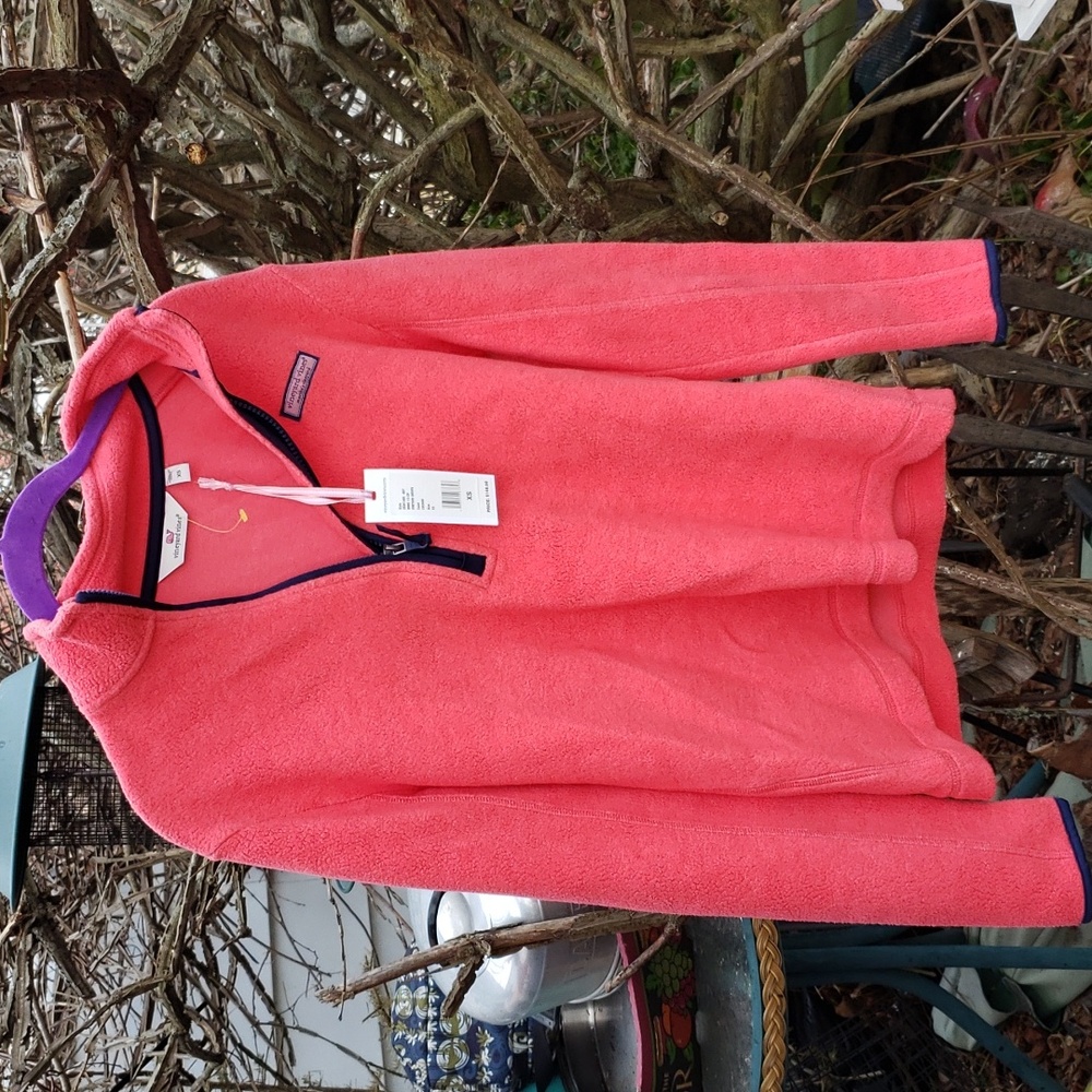 Vineyard Vines 💕Vineyard Pullover 1/2 zip Fleece Sherpa Cuckoo Pink Size XS NWT